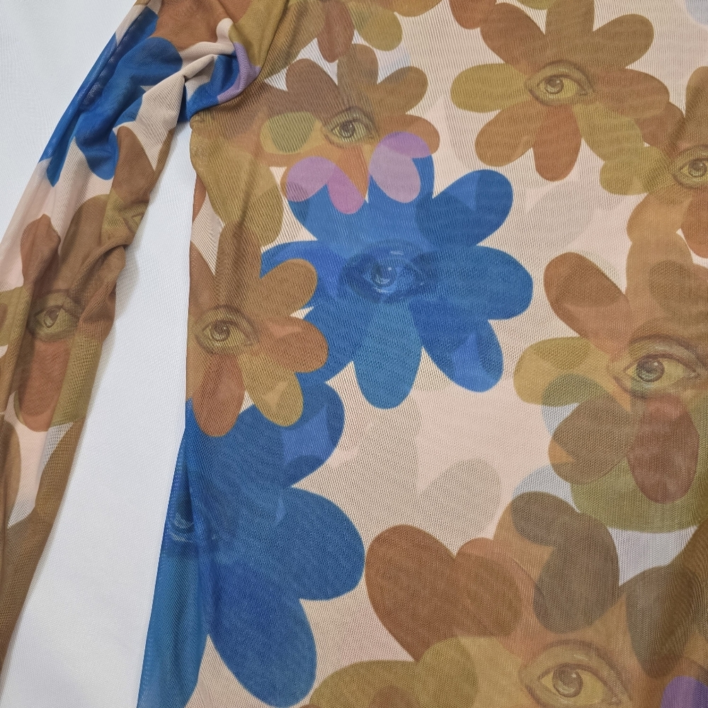Y2K Sheer Mod Flower Mesh Top Festival Couquette Fairy Grunge Whimish Goth Small - Picture 6 of 12